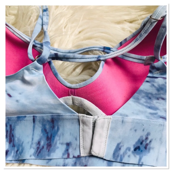 Victoria’s Secret PINK Bonded Underwire Cup Push Up Bra Blue Tie Dye Size Small - Picture 5 of 10